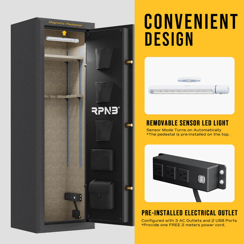RPNB 10-Gun Large Fireproof Biometric Fingerprint Gun Safe for Pistols and Rifles RPFS10