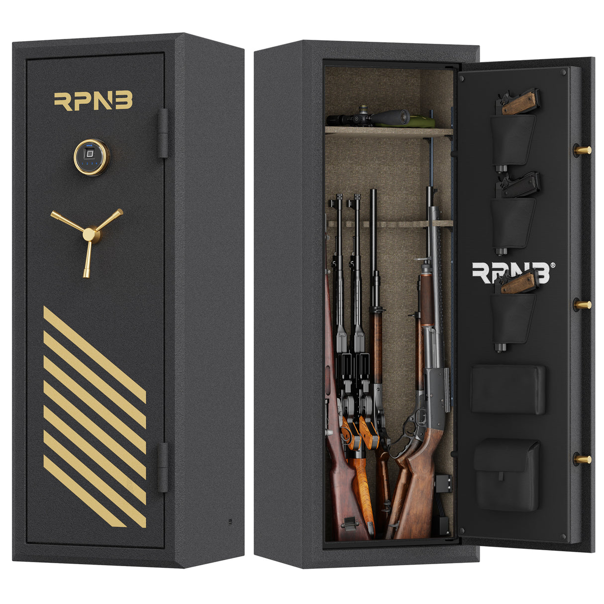 RPNB 14-Gun Large Fireproof Biometric Fingerprint Gun Safe for Pistols and Rifles RPFS14