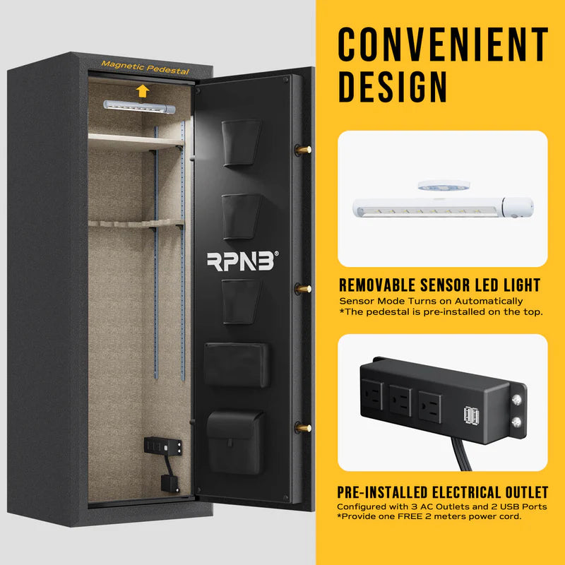 RPNB 14-Gun Large Fireproof Biometric Fingerprint Gun Safe for Pistols and Rifles RPFS14