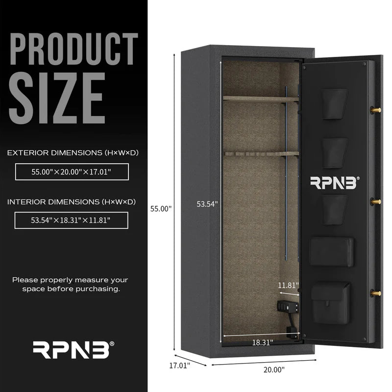 RPNB 14-Gun Large Fireproof Biometric Fingerprint Gun Safe for Pistols and Rifles RPFS14