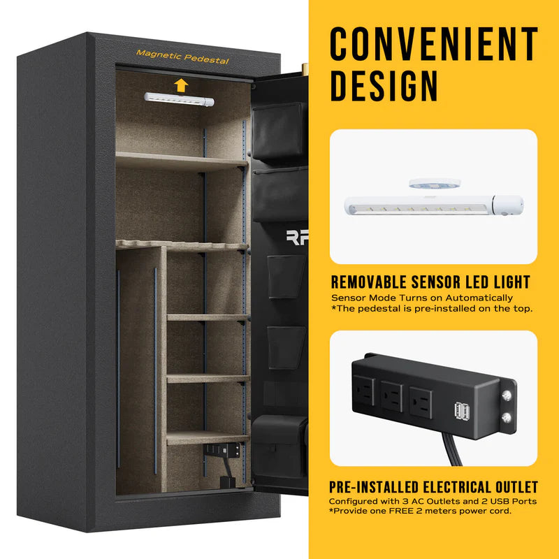 RPNB 30-Gun Large Fireproof Biometric Fingerprint Gun Safe for Pistols and Rifles RPFS30