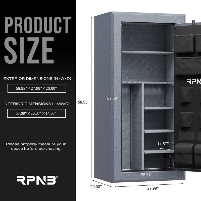 RPNB 30-Gun Large Fireproof Biometric Fingerprint Gun Safe for Pistols and Rifles RPFS30