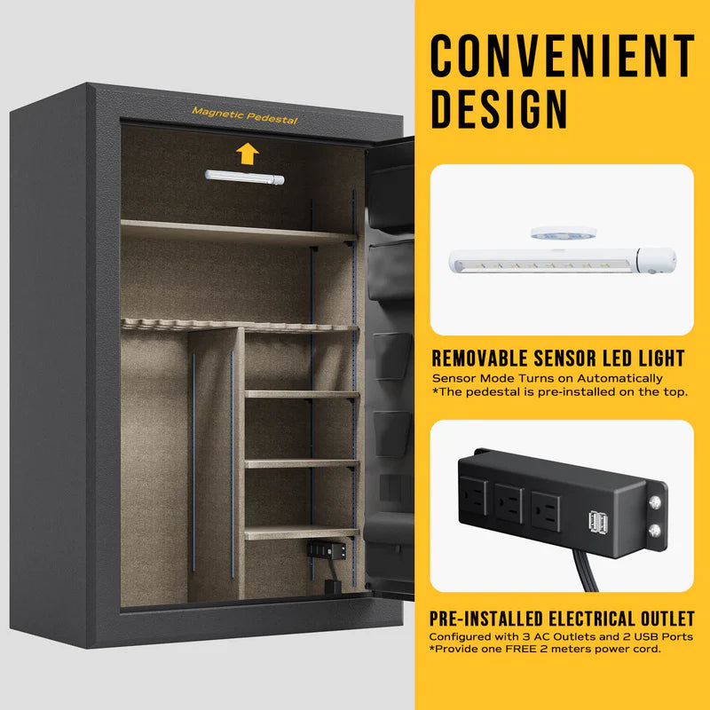 RPNB 45-Gun Large Fireproof Biometric Fingerprint Gun Safe for Pistols and Rifles RPFS45