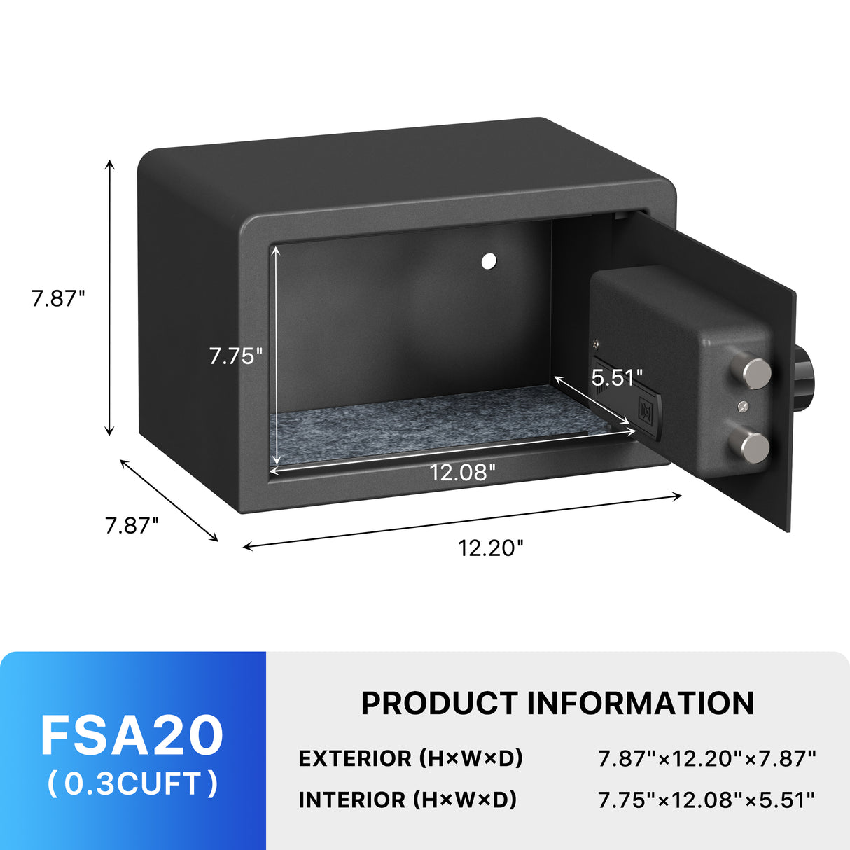 RPNB Biometric Home Safe with Fingerprint Digital Lock for Cash & Jewelry RP20FSA