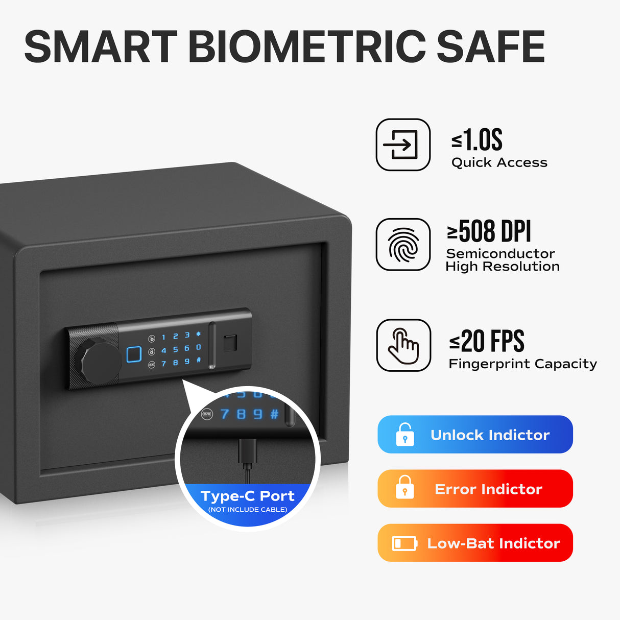 RPNB Biometric Home Safe with Fingerprint Digital Lock for Cash & Jewelry RP25FSA