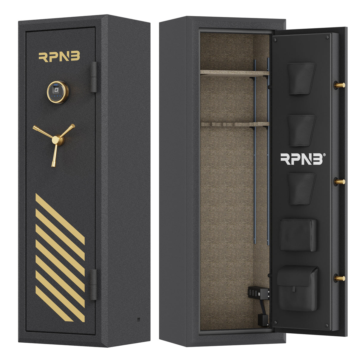 RPNB 10-Gun Large Fireproof Biometric Fingerprint Gun Safe for Pistols and Rifles RPFS10