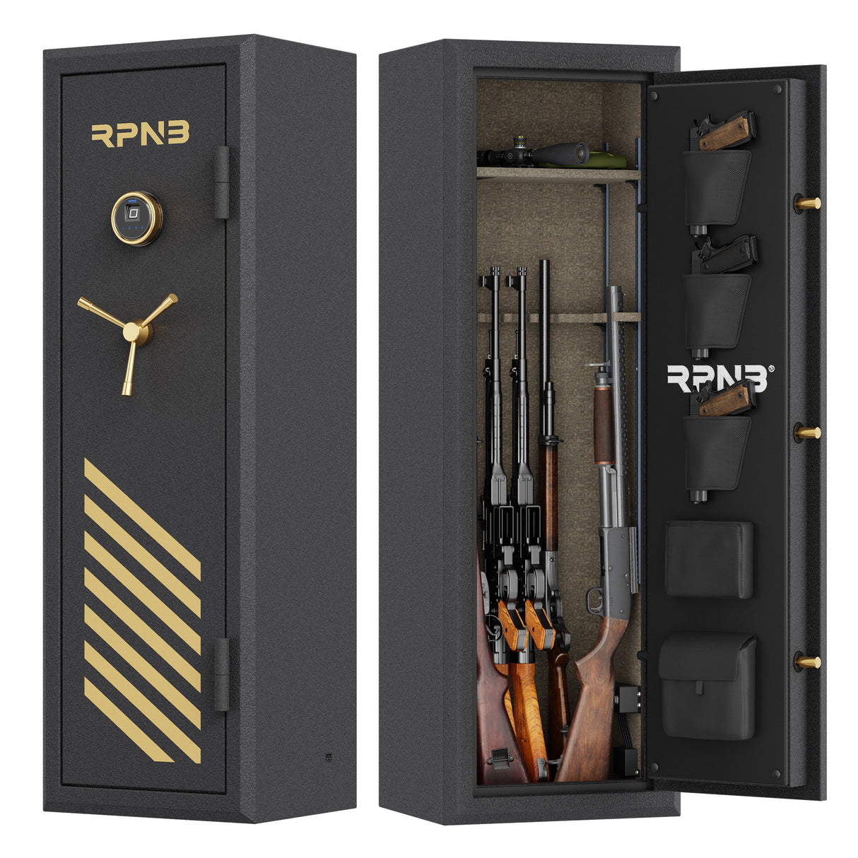 RPNB 10-Gun Large Fireproof Biometric Fingerprint Gun Safe for Pistols and Rifles RPFS10