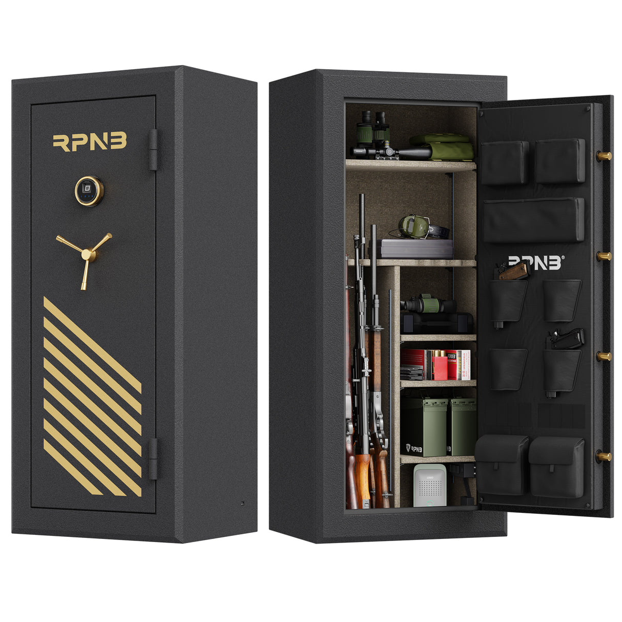 RPNB 24-Gun Large Fireproof Biometric Fingerprint Gun Safe for Pistols and Rifles RPFS24