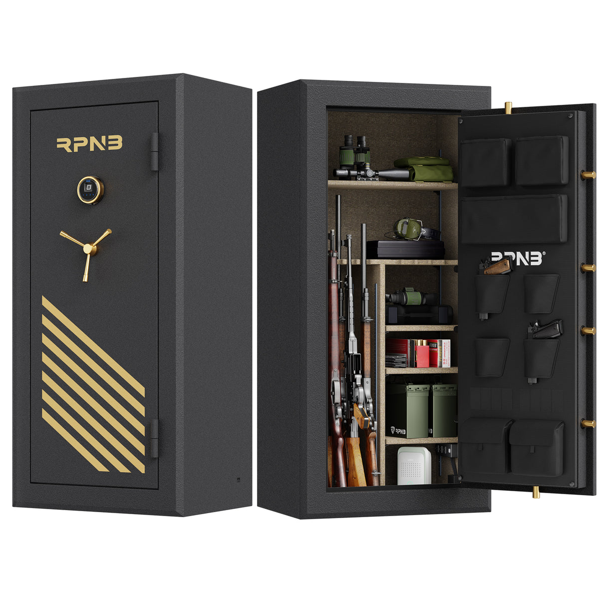 RPNB 30-Gun Large Fireproof Biometric Fingerprint Gun Safe for Pistols and Rifles RPFS30