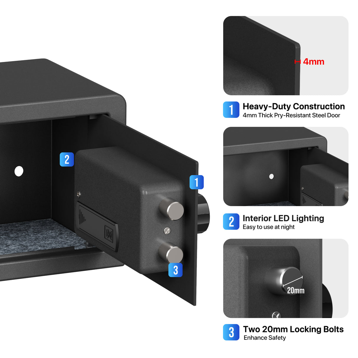 RPNB Biometric Home Safe with Fingerprint Digital Lock for Cash & Jewelry RP20FSA
