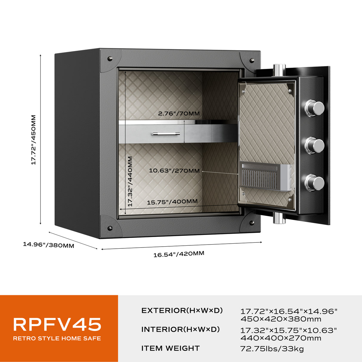 RPNB Retro Style Biometric Home Safe RPFV45