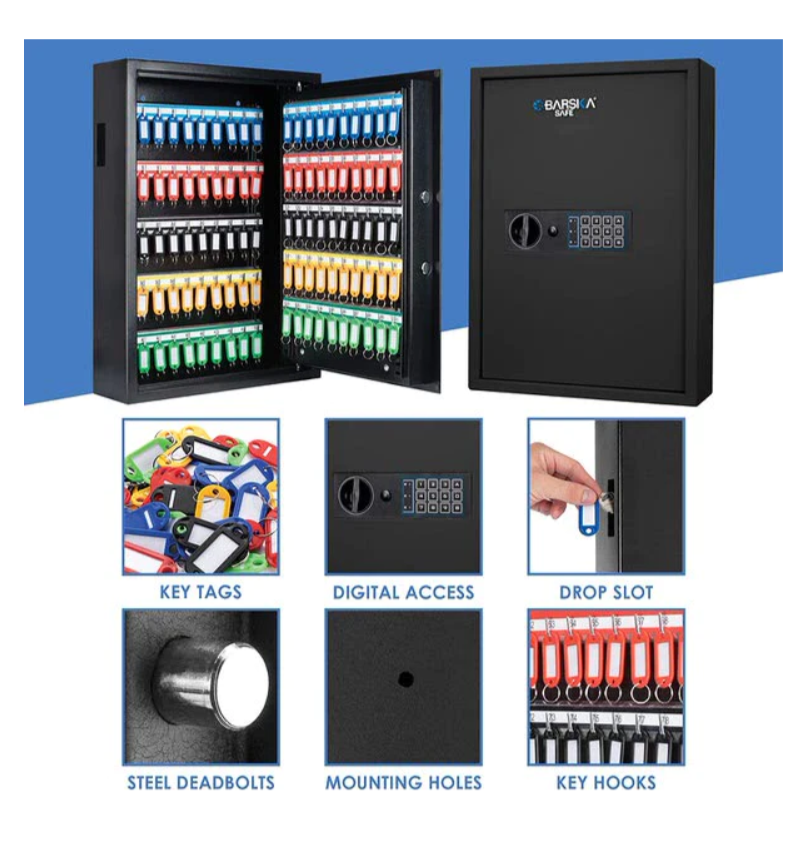 Barska AX13370 100 Keys Keypad Wall Key Safe Black