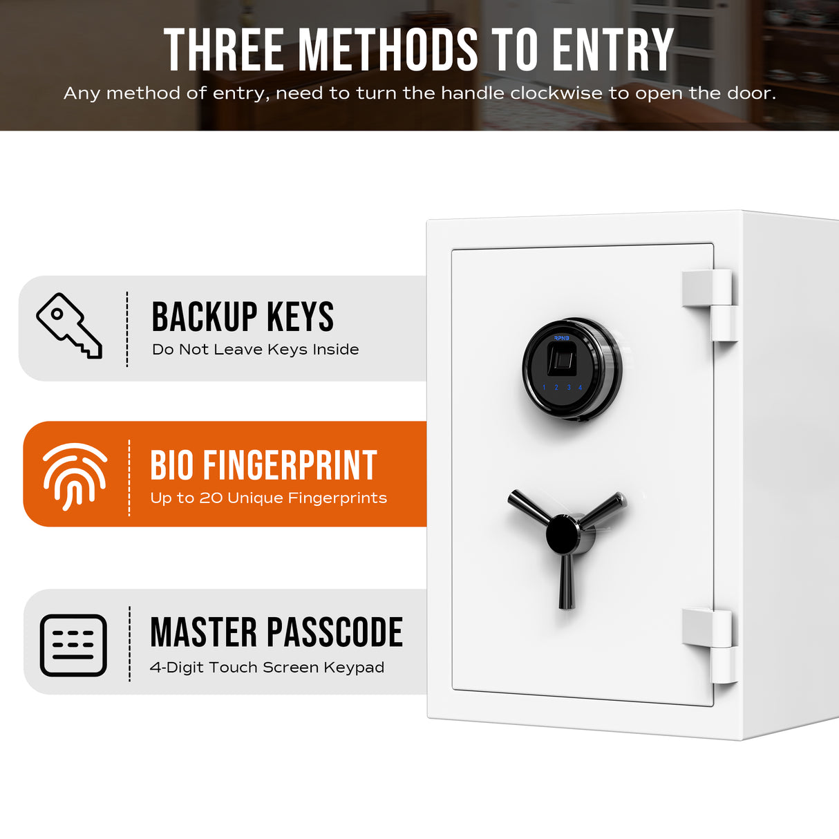 RPNB 1.29 Cubic Feet Deluxe Biometric Fireproof Safe RPFS50