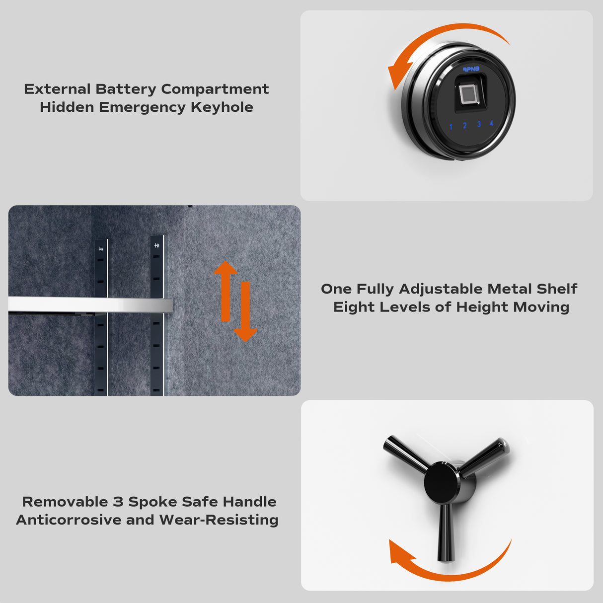 RPNB 1.29 Cubic Feet Deluxe Biometric Fireproof Safe RPFS50