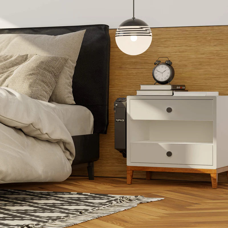 RPNB Desk Mounted Fingerprint Handgun Safe With Quick Access Drop Down Lid RP311F