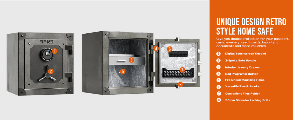RPNB Retro Style Biometric Home Safe RPFV45