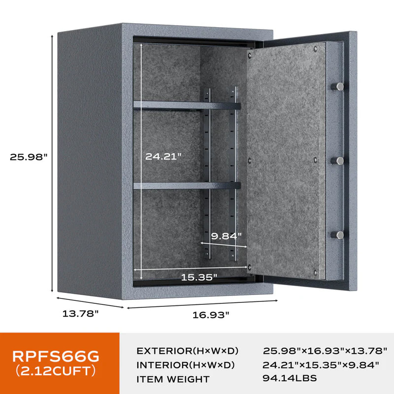 RPNB 2.12 Cubic Feet Deluxe Biometric Fireproof Safe RPFS66