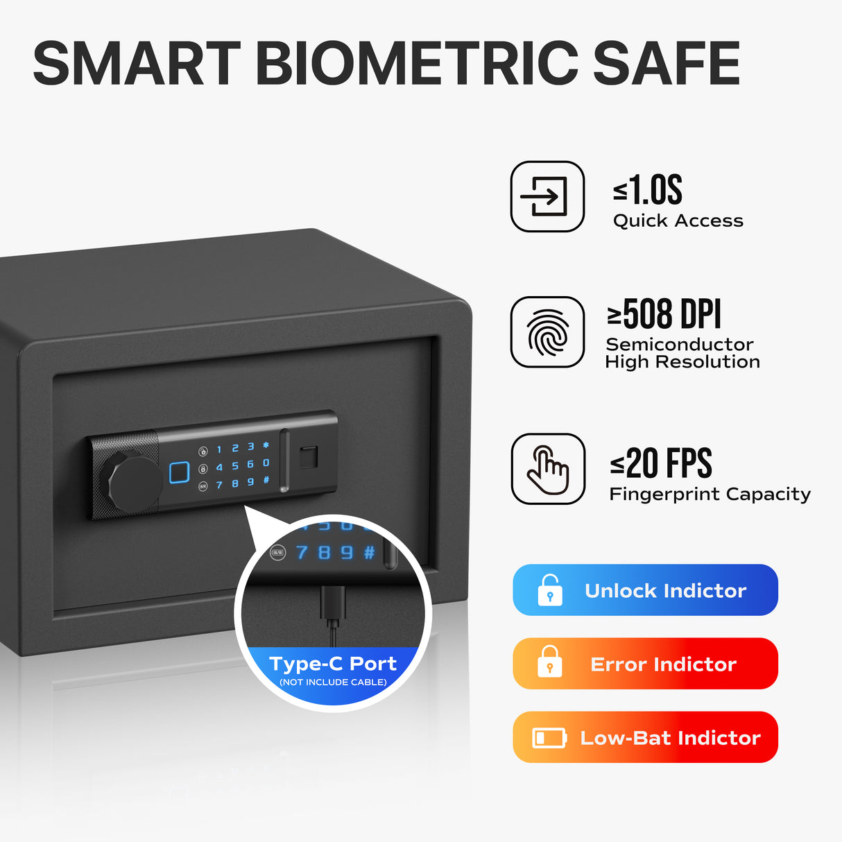 RPNB Biometric Home Safe with Fingerprint Digital Lock for Cash & Jewelry RP20FSA