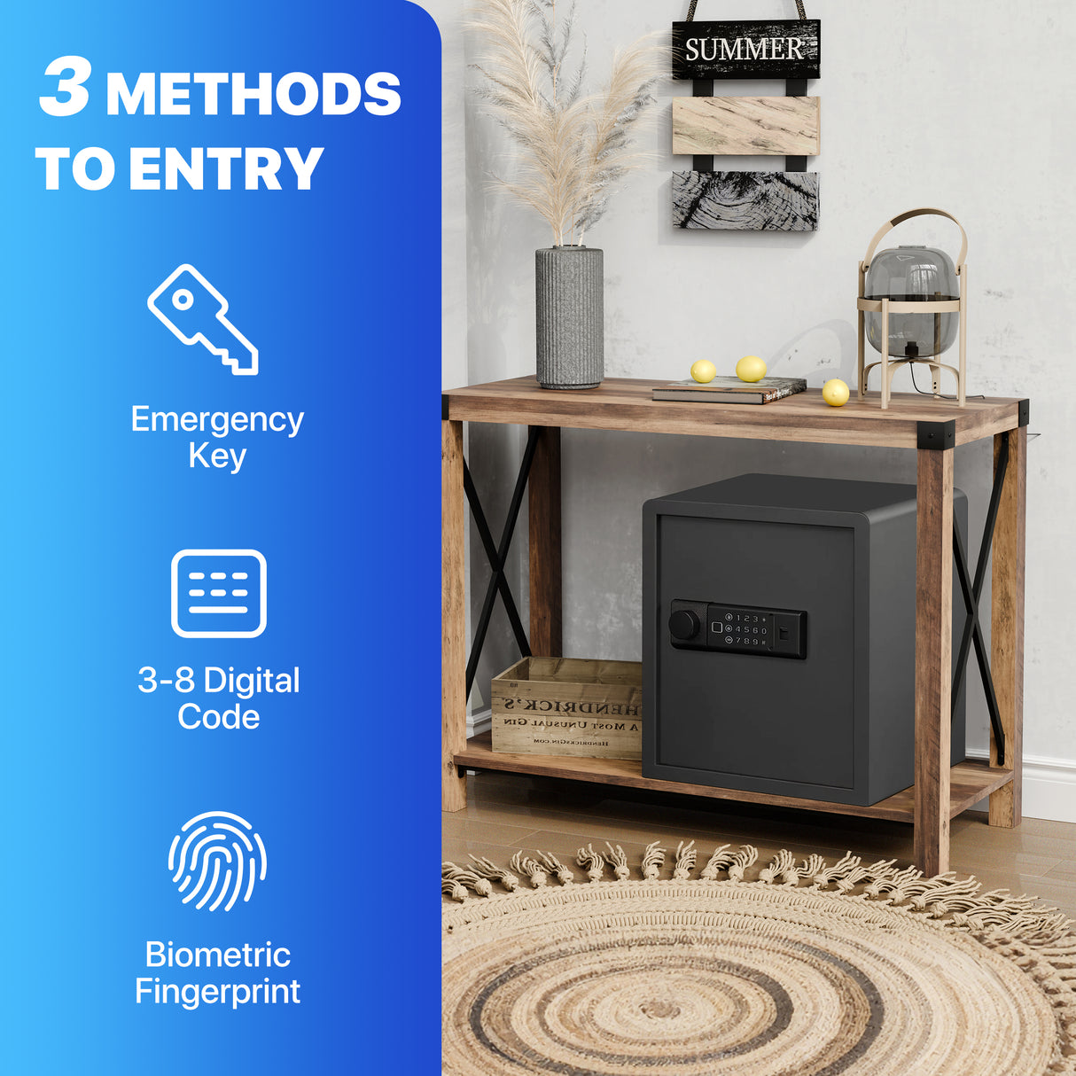 RPNB Biometric Home Safe with Fingerprint Digital Lock for Cash & Jewelry RP36FSA