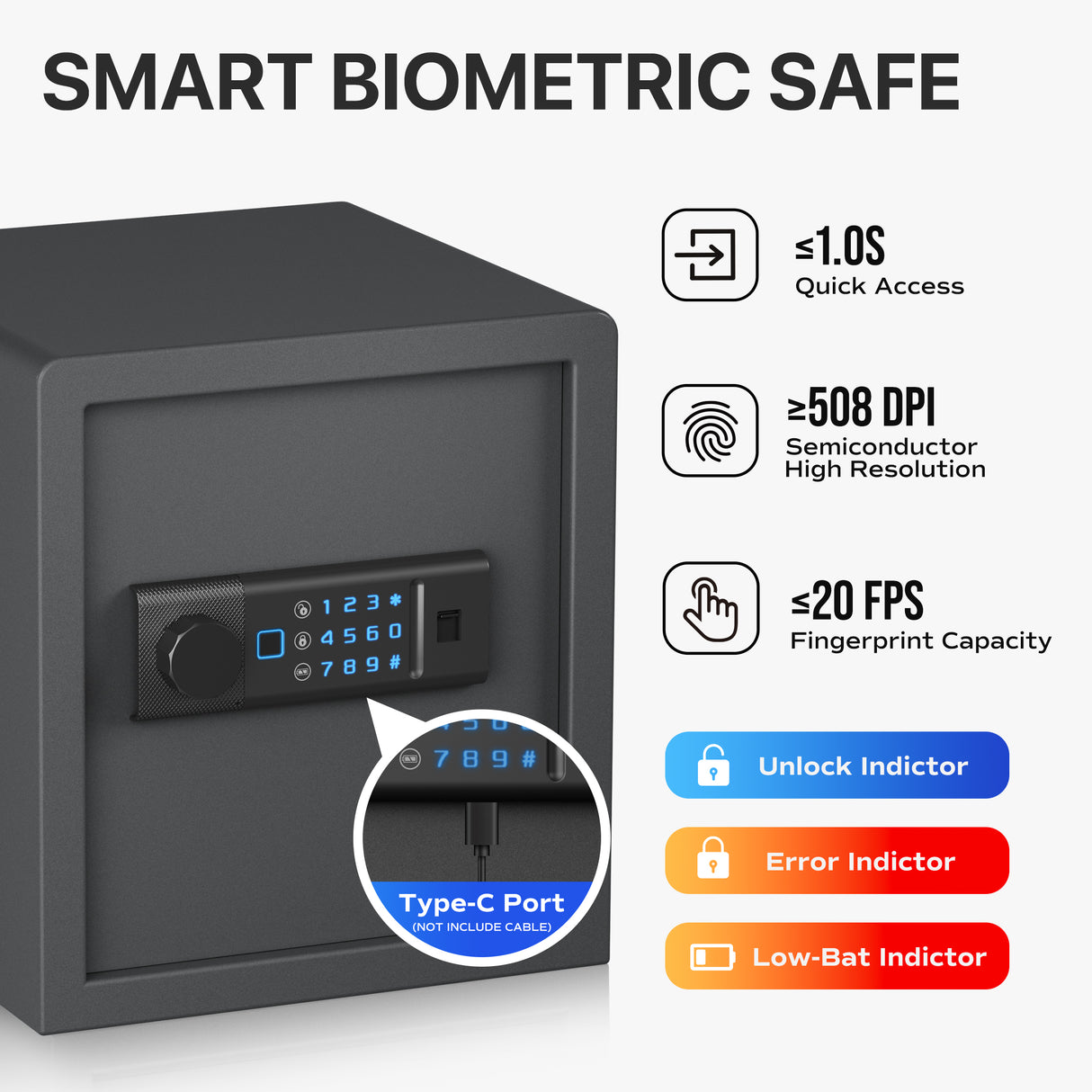 RPNB Biometric Home Safe with Fingerprint Digital Lock for Cash & Jewelry RP36FSA