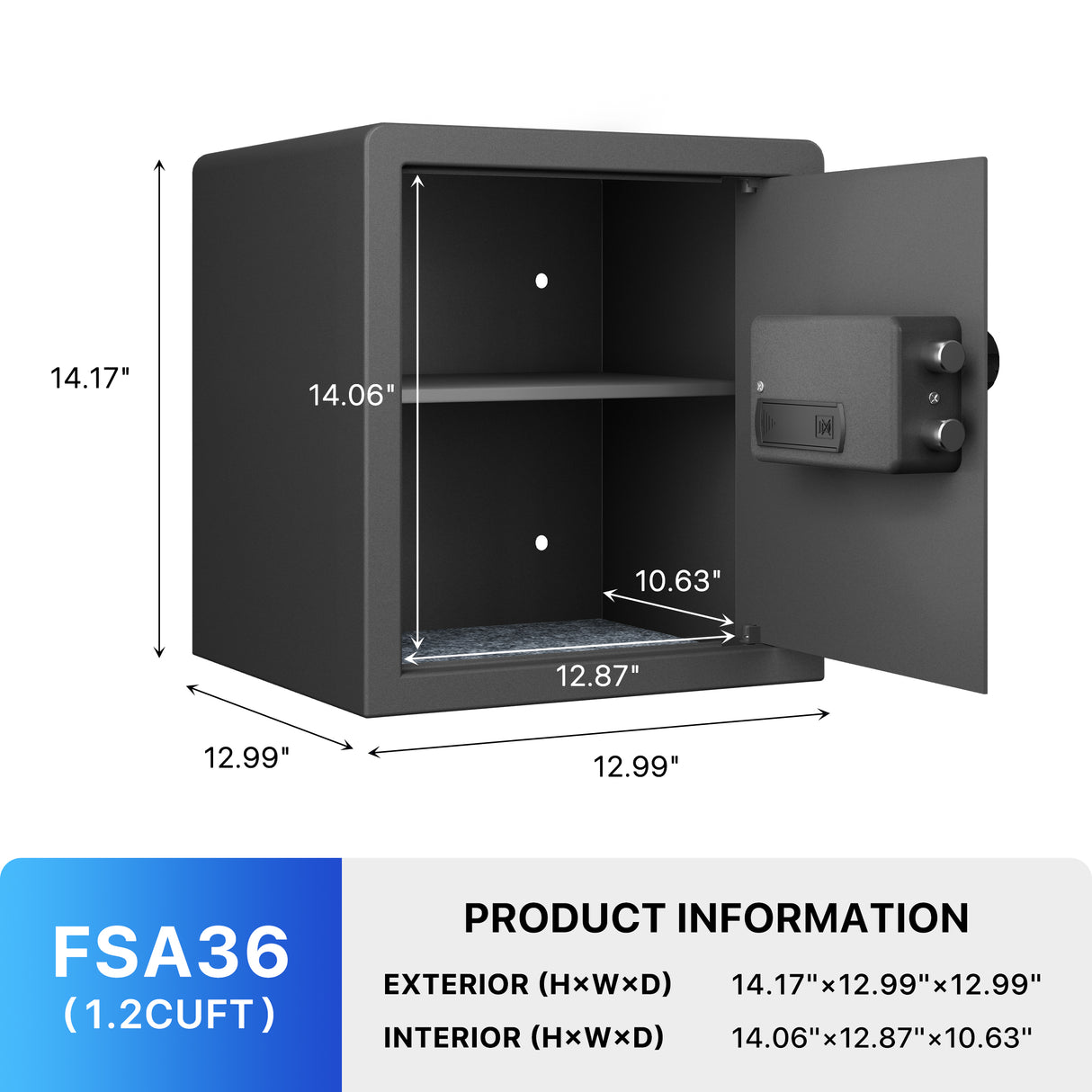 RPNB Biometric Home Safe with Fingerprint Digital Lock for Cash & Jewelry RP36FSA