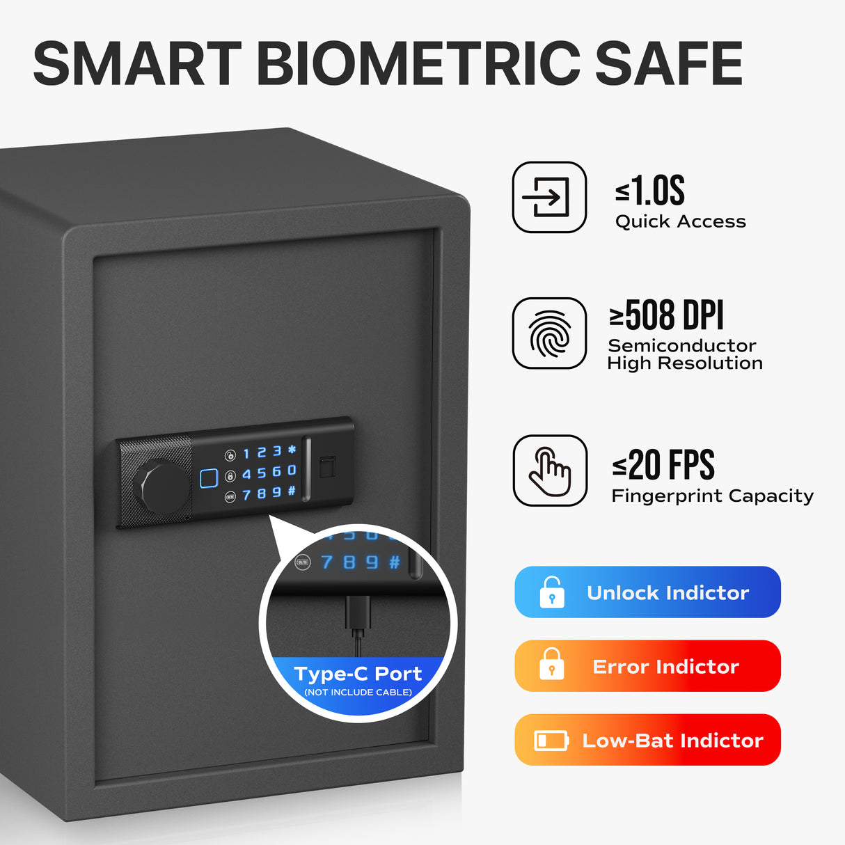 RPNB Biometric Home Safe with Fingerprint Digital Lock for Cash & Jewelry RP50FSA