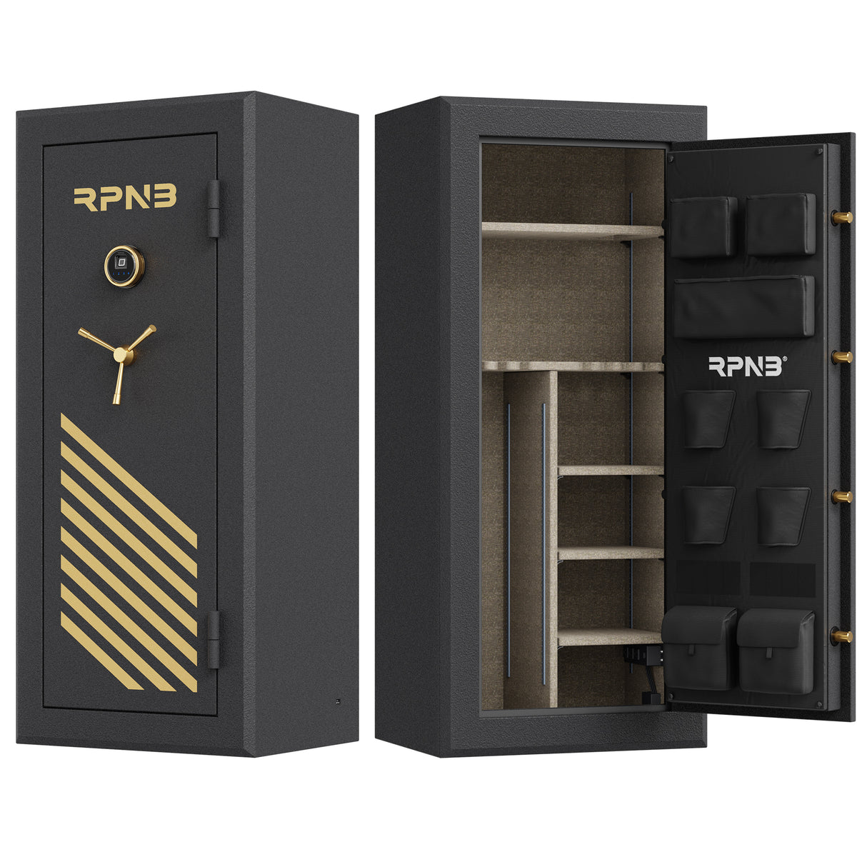 RPNB 24-Gun Large Fireproof Biometric Fingerprint Gun Safe for Pistols and Rifles RPFS24