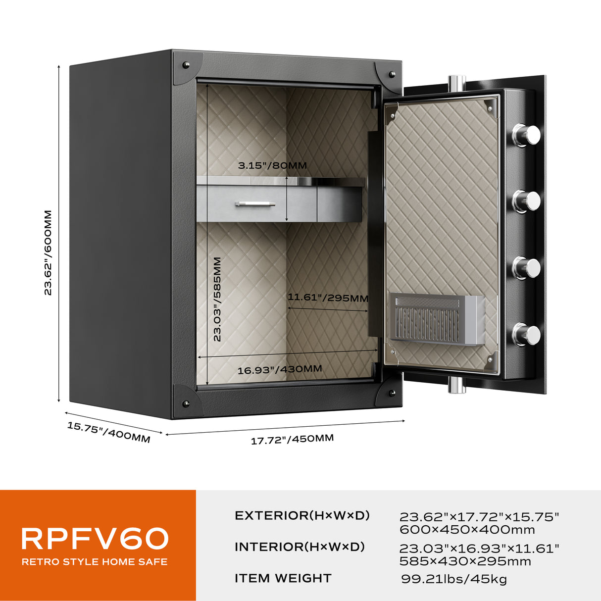 RPNB Retro Style Biometric Home Safe RPFV60