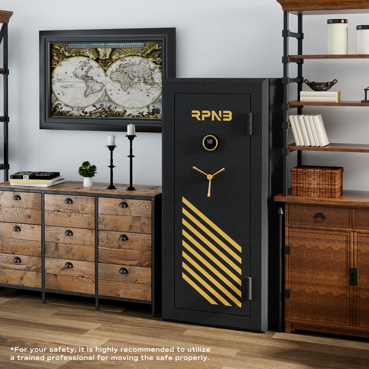 RPNB 24-Gun Large Fireproof Biometric Fingerprint Gun Safe for Pistols and Rifles RPFS24