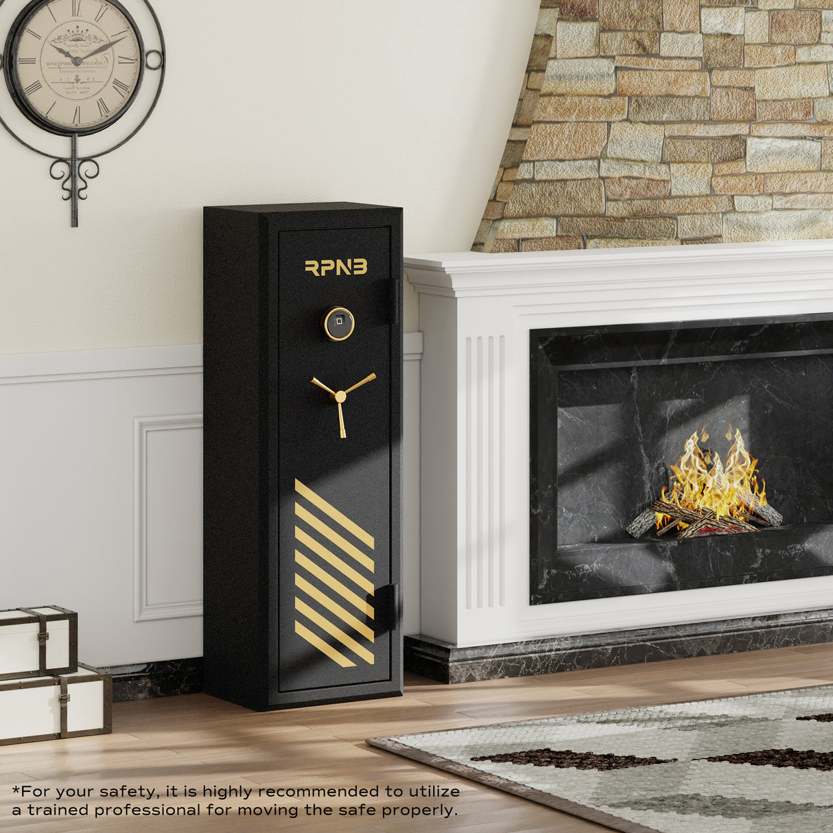 RPNB 10-Gun Large Fireproof Biometric Fingerprint Gun Safe for Pistols and Rifles RPFS10