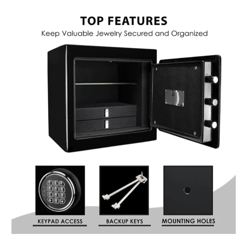 Barska AX13616 Keypad Fireproof Jewelry Safe White