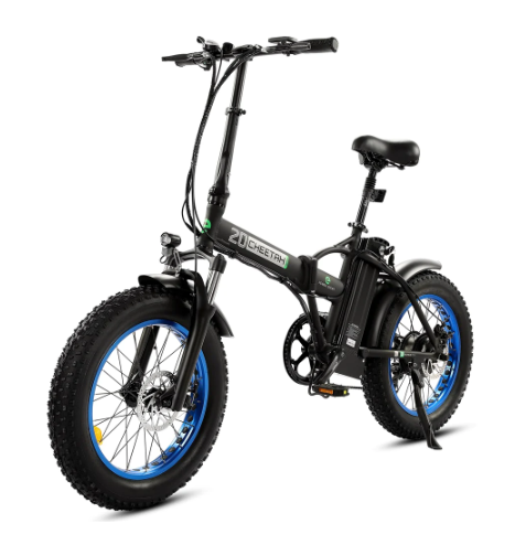 Ecotric Fat Tire Portable and Folding Electric Bike 48V with LCD display-Black and Blue NS-NFAT20S900-MBL