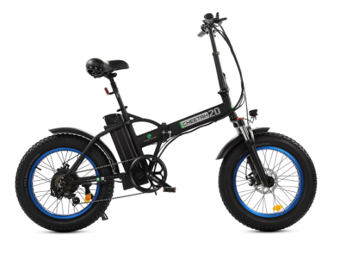 Ecotric Fat Tire Portable and Folding Electric Bike 48V with LCD display-Black and Blue NS-NFAT20S900-MBL