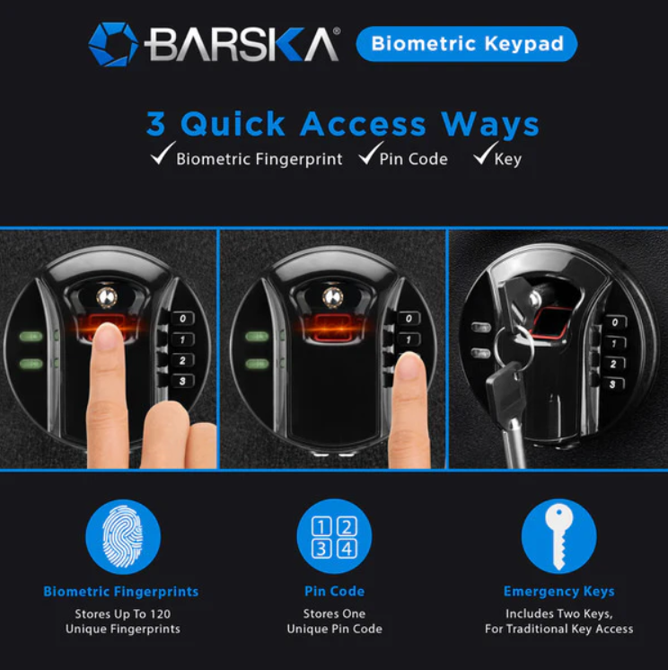 Barska AX12476 Biometric Keypad Security Safe