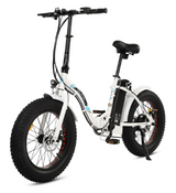 Ecotric Dolphin 20" White Portable and Folding Fat Bike UL Certified C-NDOL20LED-WB