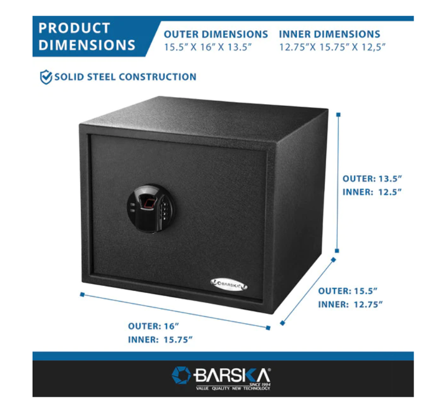 Barska AX12428 Biometric Keypad Security Safe