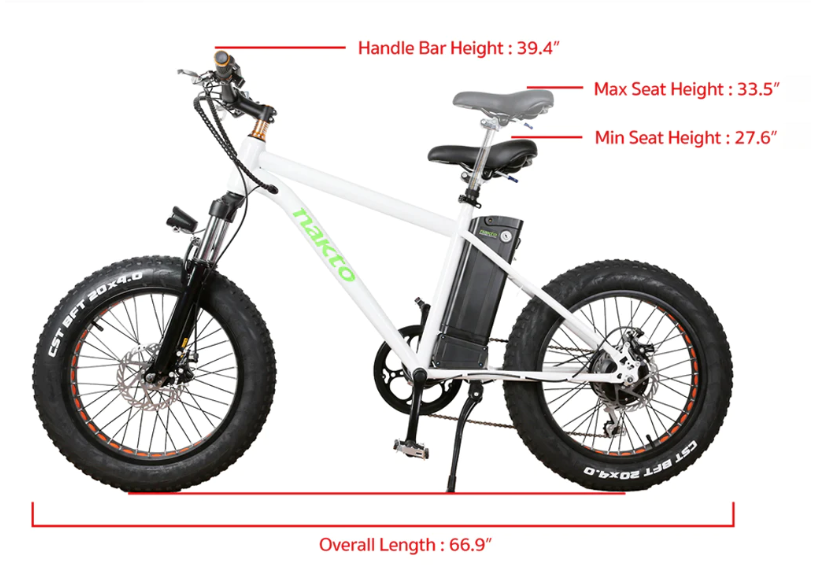 Nakto Mini Cruiser 20" Fat Tire Electric Bike 300W 36V