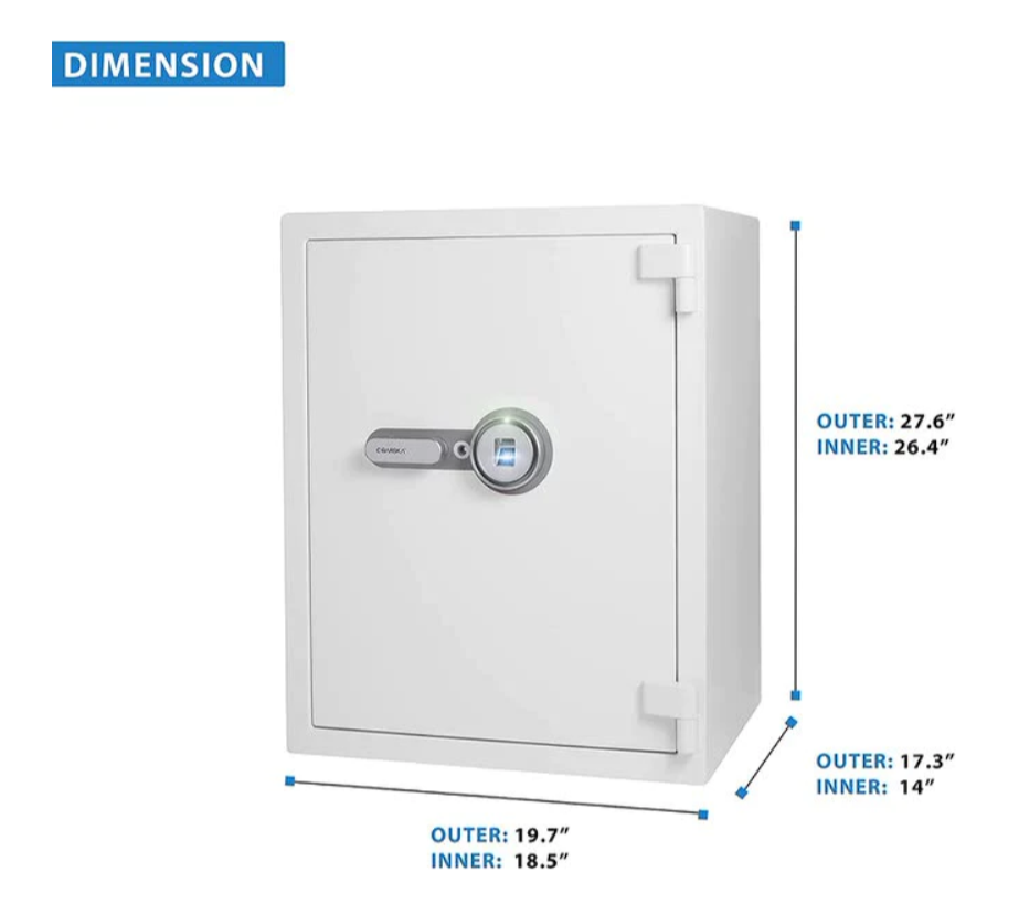 Barska AX13496 Biometric Fireproof Safe White