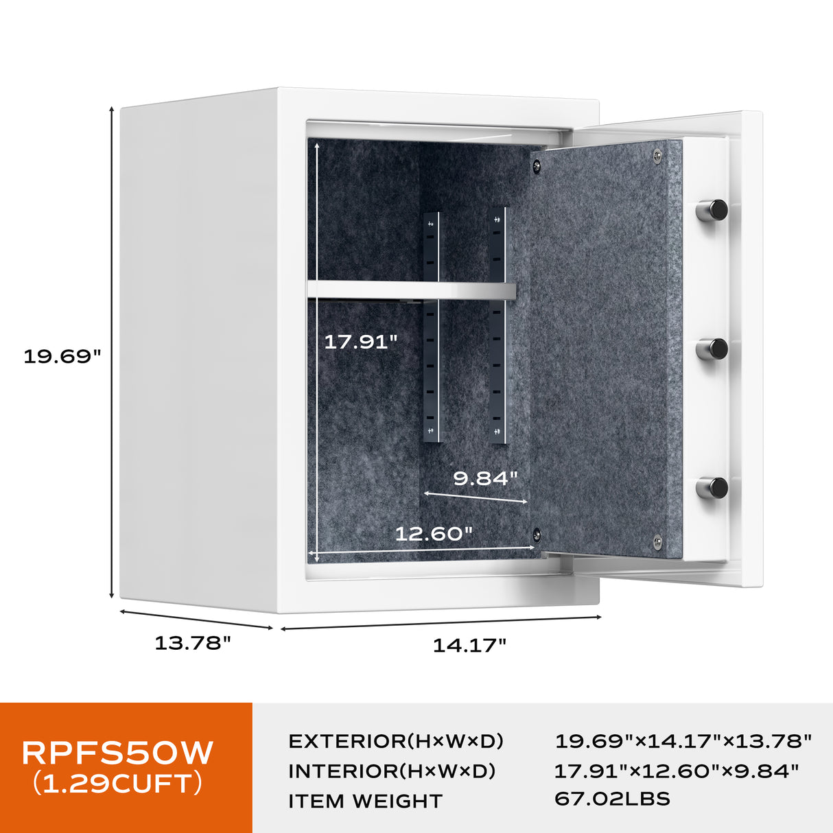 RPNB 1.29 Cubic Feet Deluxe Biometric Fireproof Safe RPFS50