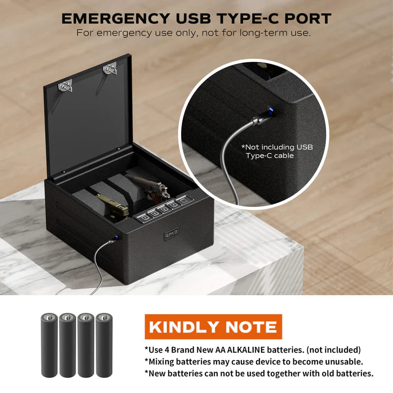 RPNB Biometric 4 Pistols High-Capacity Handgun Safe with Digital Key Pad RP2016