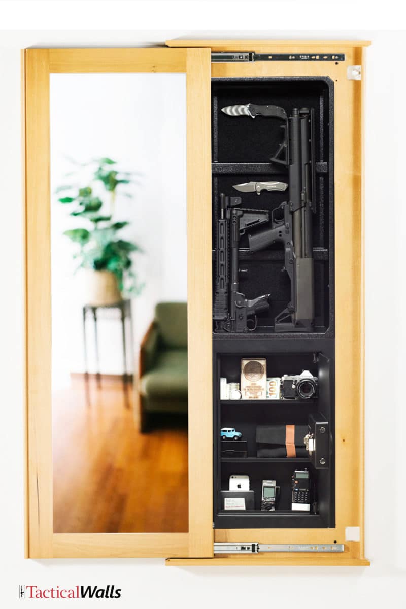 Hidden Gun Shelf Concealment Wooden Picture Frame Hidden Safe for Pistols  Handgun Money Case Gun Safe Storage with Magnetic Door